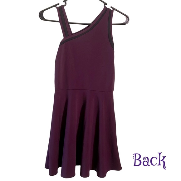 AQUA GIRLS Asymmetric Fit & Flare Plum Dress with Black Trimming Size XL - Picture 2 of 6